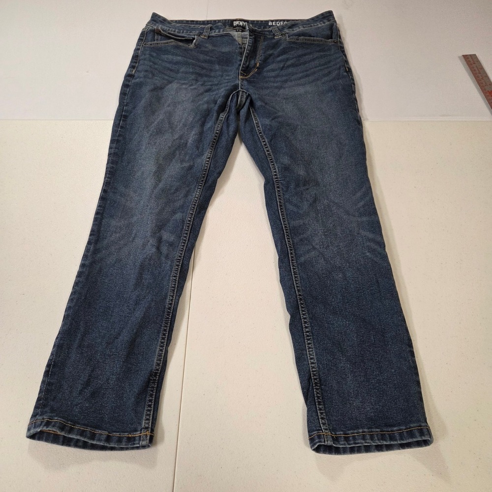 DKNY Jeans Bedford Slim Fit Mens 33x29 Dark Wash Blue Denim Pants Mid Rise